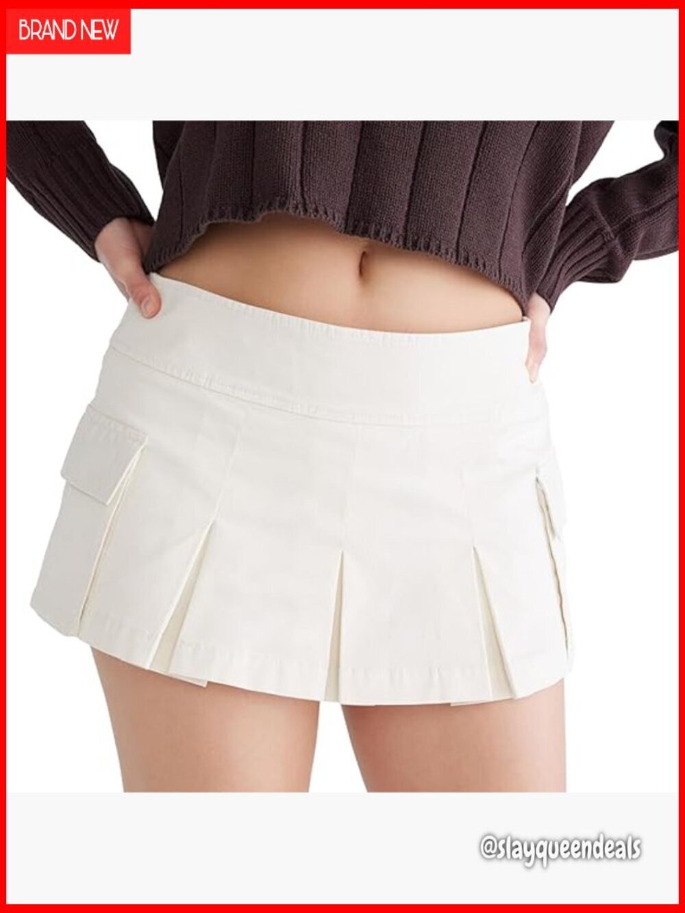 Low-Rise Pleated Cargo Mini Skort, Slim Fit with Pockets, Active Wear